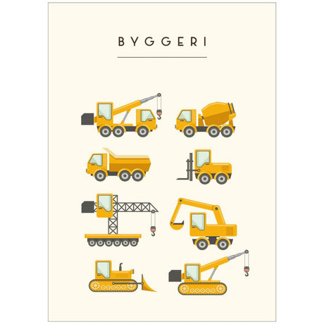 Poster & Frame Citatplakat - Byggeri Maskiner – Børneplakat