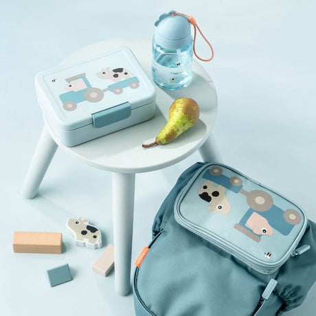 DonebyDeer Blue Lunch Box With Divider Tiny Farm