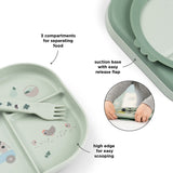 DonebyDeer Green Foodie Dinner Set With Suction Tiny Farm