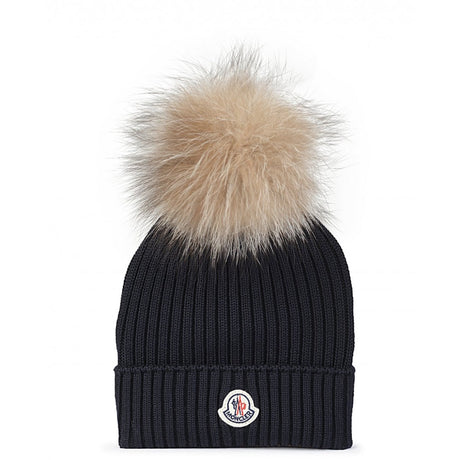 Moncler Beretto Light Fur Hat Navy