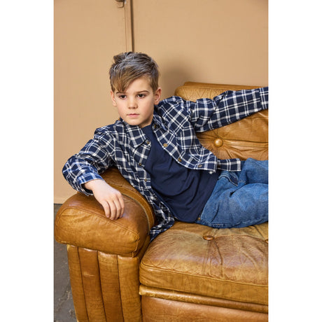 The New Navy Blazer Check Ronan Oversize L_S Flannel Shirt