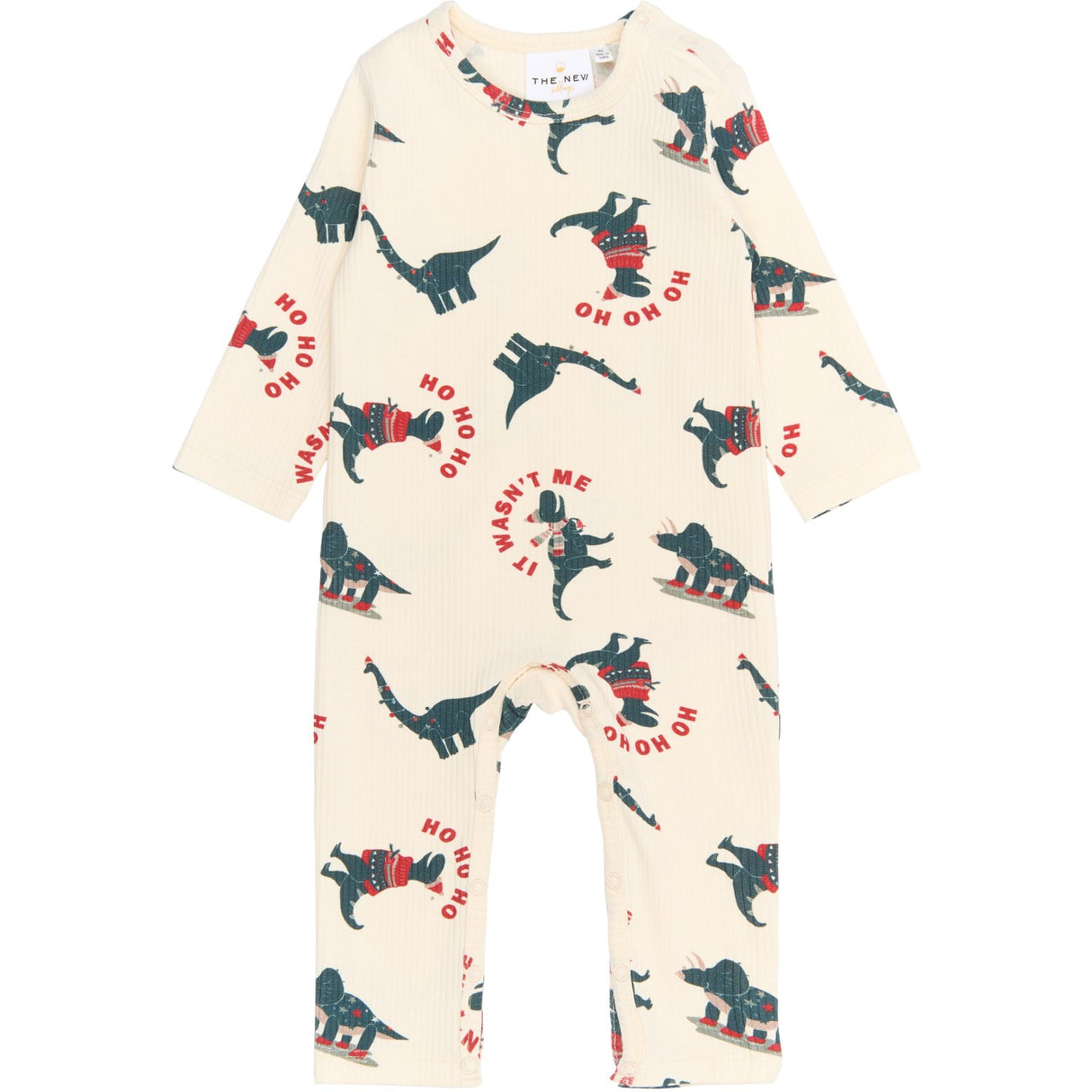 THE NEW Siblings Gardenia Dino AOP Holiday L_S Rib Jumpsuit