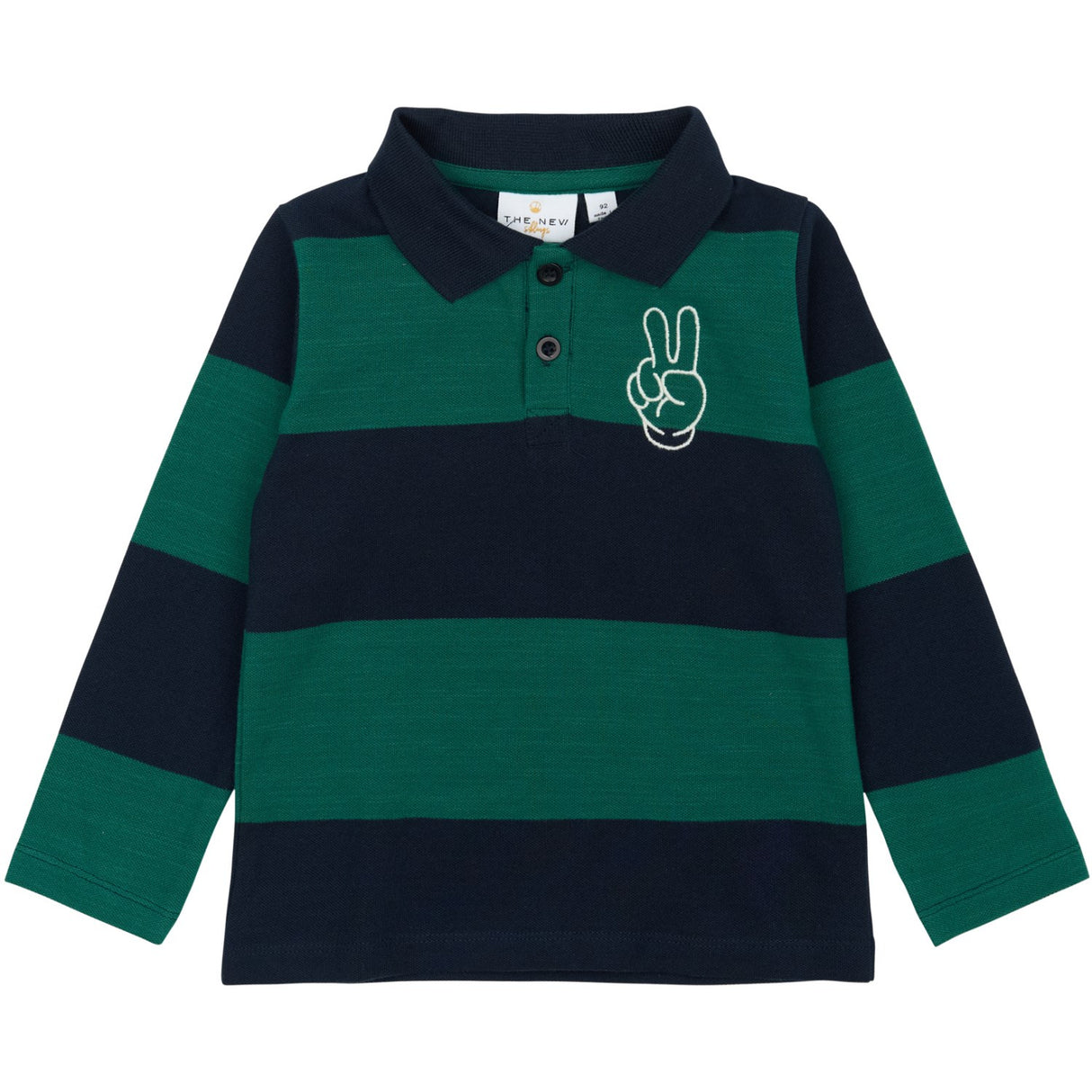 THE NEW Siblings Navy Blazer Striped Pinon L_S Pique Polo