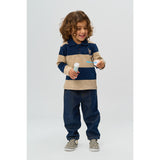 THE NEW Siblings Navy Blazer Striped Rinon L_S Pique Polo