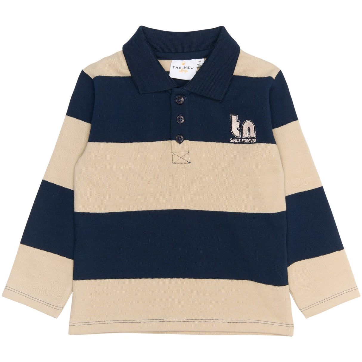 THE NEW Siblings Navy Blazer Striped Rinon L_S Pique Polo