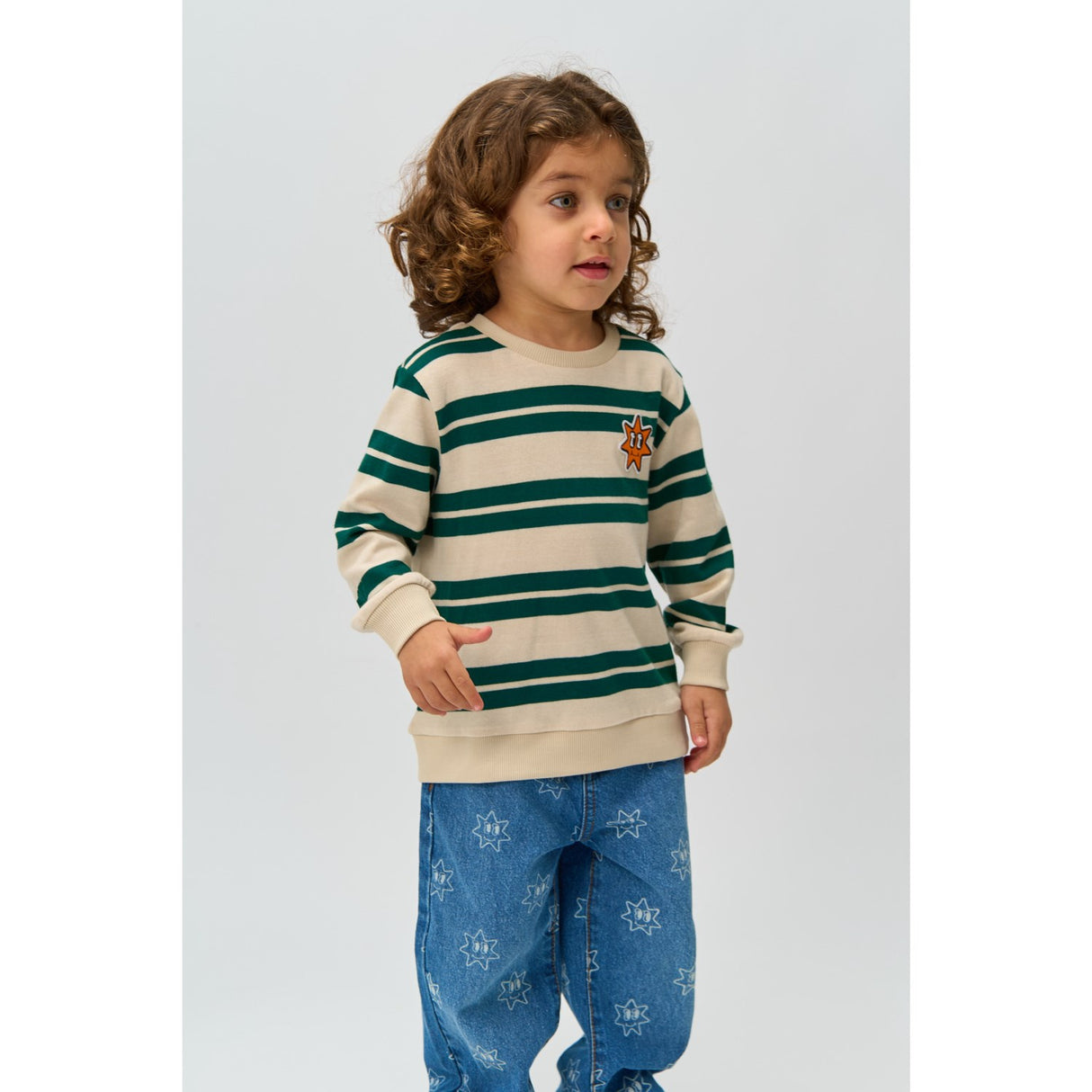 THE NEW Siblings Deep Teal Striped Robbie Knit Sweatshirt