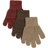 Mikk-Line Apple Butter-Chocolate Chip-Doeskin Magic Gloves 3 Pack With Lurex