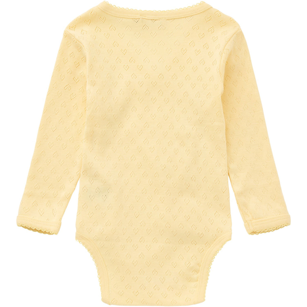 COPENHAGEN COLORS Pale Yellow Pointelle Heart Crossover Body Ls