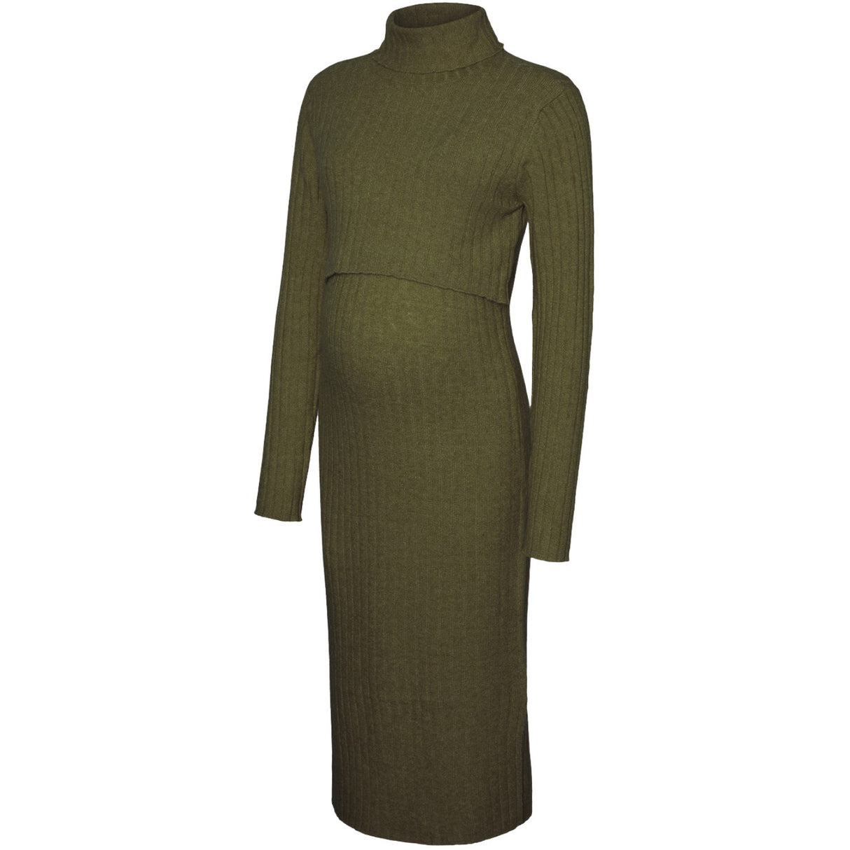 Mama;licious Winter Moss Melange Mlsuniva June Ls Knit Midi Dress 2F Noos