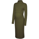 Mama;licious Winter Moss Melange Mlsuniva June Ls Knit Midi Dress 2F Noos