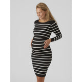 Mama;licious Black Snow White Mlnewsiv June Ls Uk Knit Dress 2F A Noos