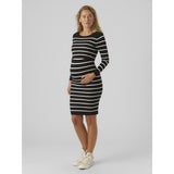 Mama;licious Black Snow White Mlnewsiv June Ls Uk Knit Dress 2F A Noos