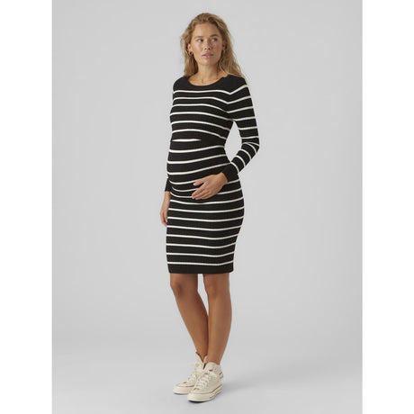 Mama;licious Black Snow White Mlnewsiv June Ls Uk Knit Dress 2F A Noos