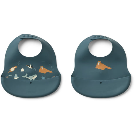 LIEWOOD Arctic Sea / Ocean View Ember Printed Bib 2-Pack