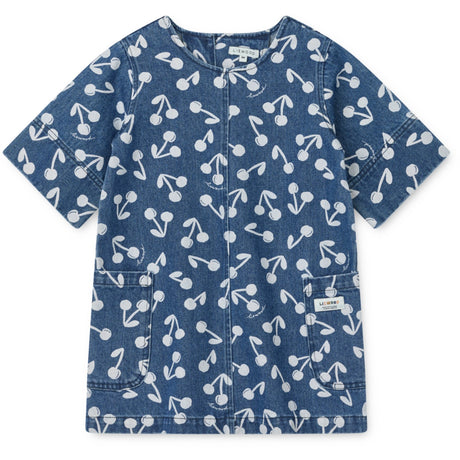 LIEWOOD Cherry Blossom / Medium Blue Denim Angelica Ss Printed Denim Dress