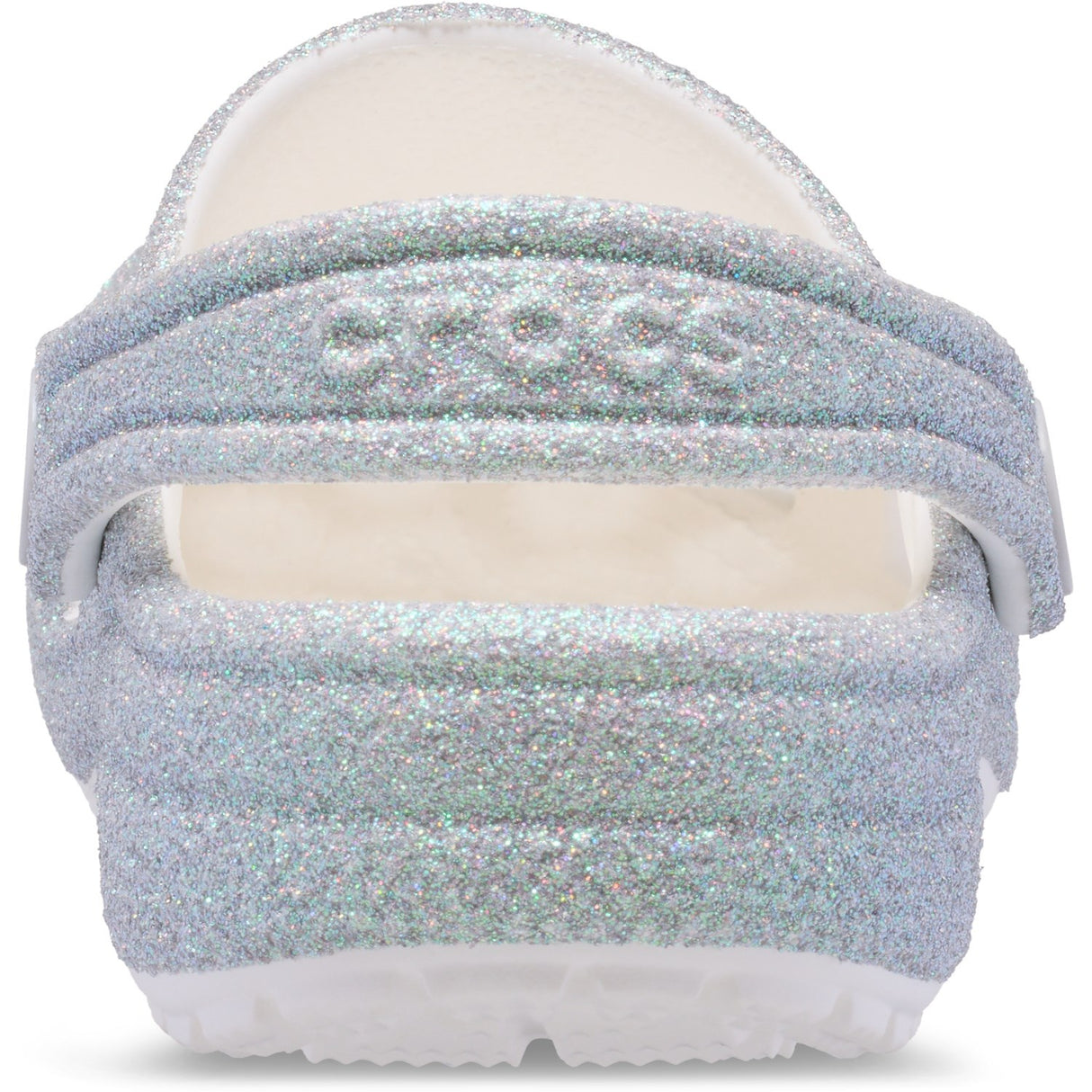 Crocs White Classic Iridescent Glitter Gloc