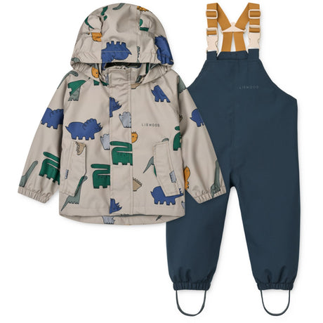 LIEWOOD Dinosaurs / Mist Manu Rainwear Set
