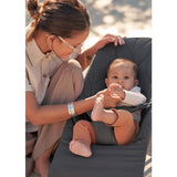 BabyBjörn Anthracite Grey Bouncer Bliss - Woven, Flower Leaf Quilt