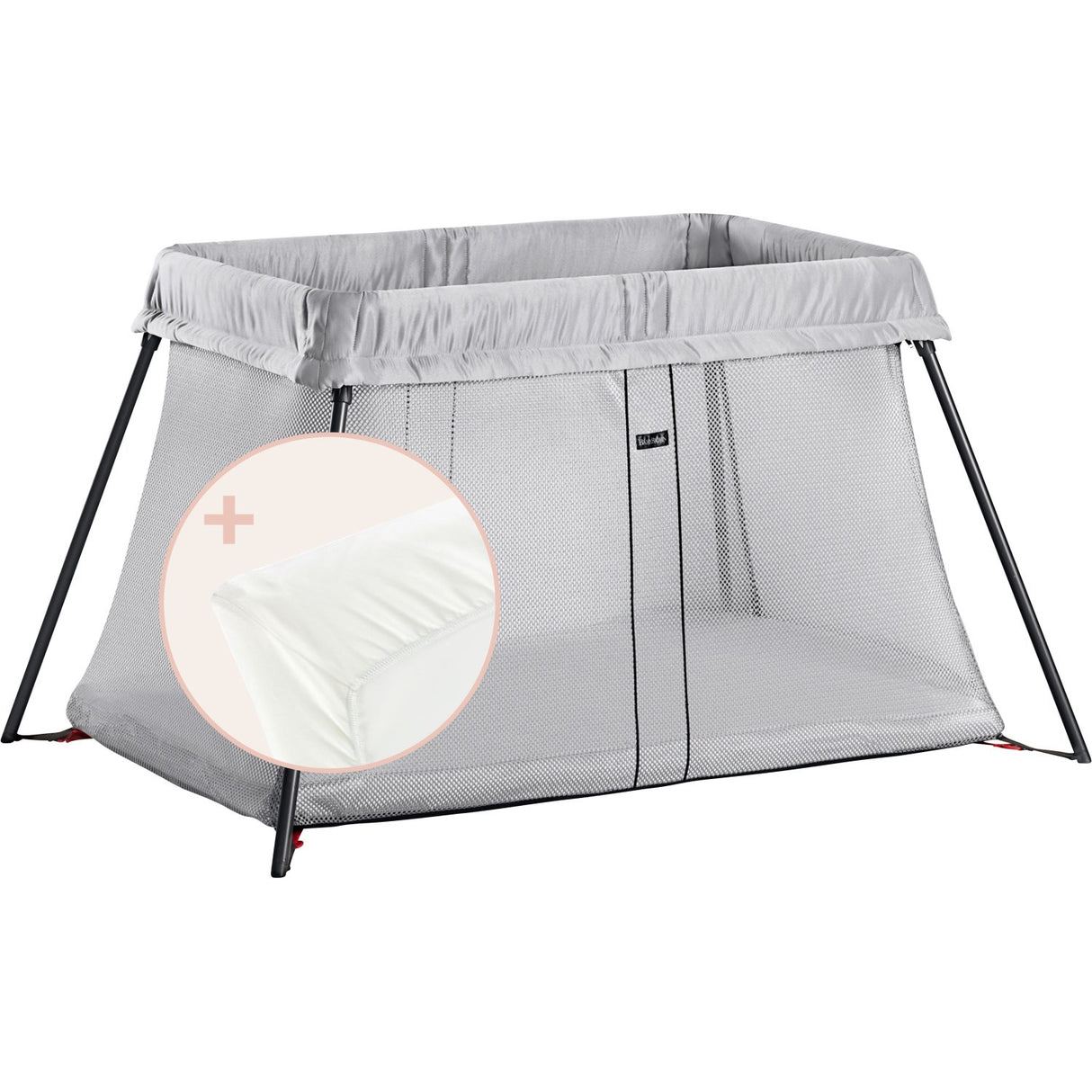 BabyBjörn Silver/Cotton/White Rejseseng Light Med Overtrækslagen