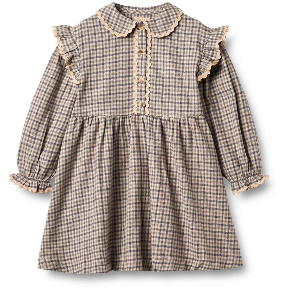 Wheat Blue Check Dress L/S Alissa