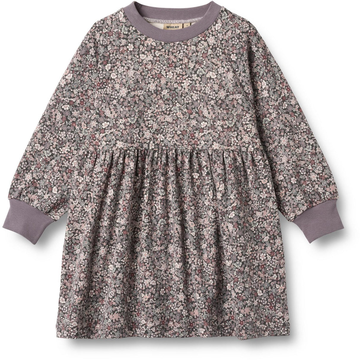 Wheat Purple Stone Flowers Jersey Dress L/S Dorthea