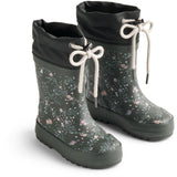 Wheat Forest Lake Checked Flowers Rubber Boot Thermo Print