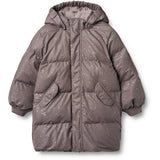 Wheat Purple Stone Stars PU Puffer Jacket Coast