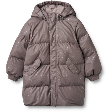 Wheat Purple Stone Stars PU Puffer Jacket Coast