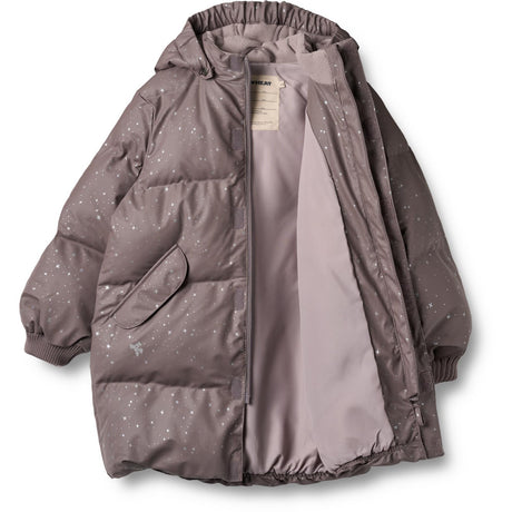 Wheat Purple Stone Stars PU Puffer Jacket Coast