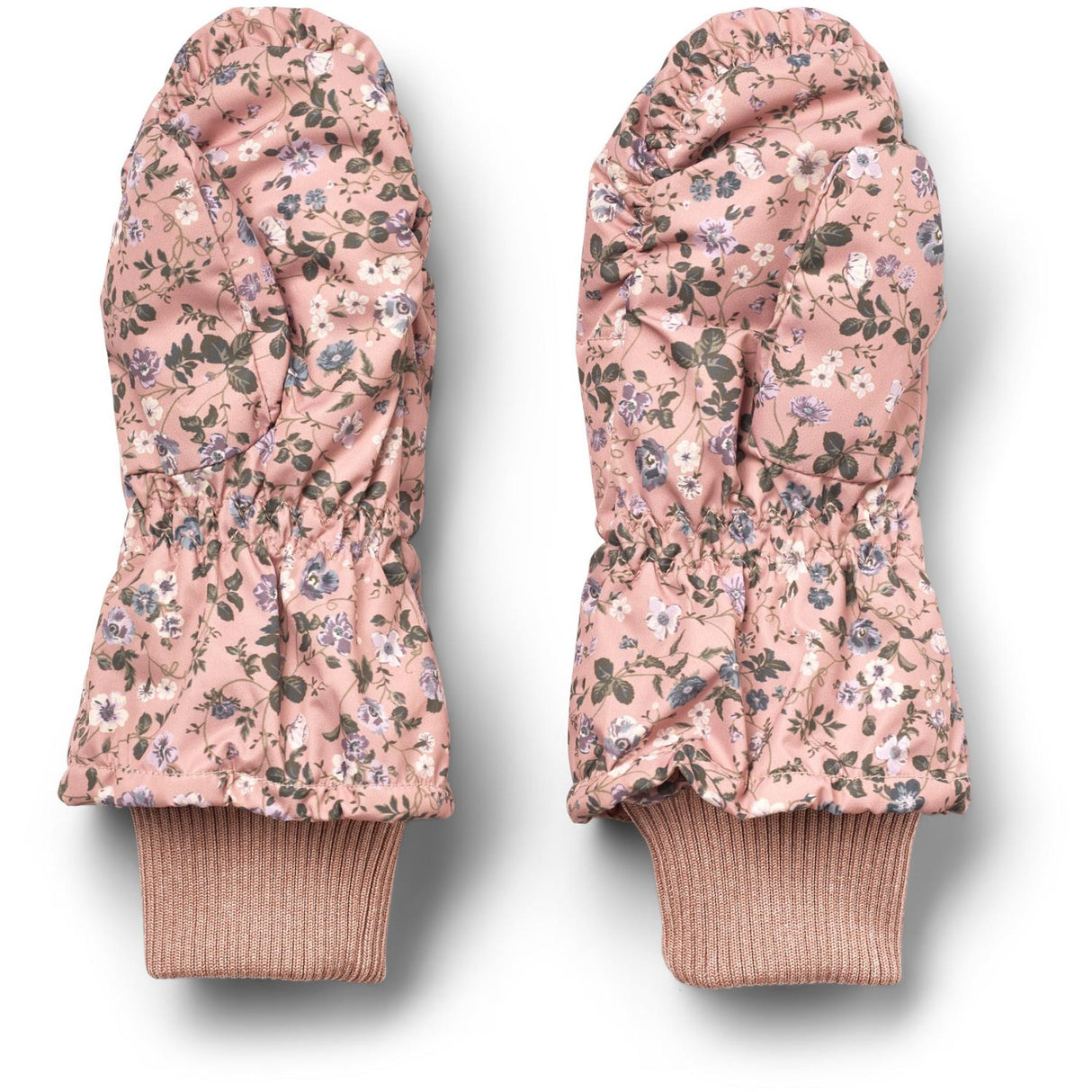 Wheat Rose Powder Flowers Puffer Mittens Jazz