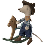 Maileg Cowboy Mouse On Rocking Horse, Little Brother