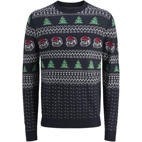 Jack & Jones Junior Sky Captain W. Holly Green Jjxmas Andrew Knit Crew Neck Jnr