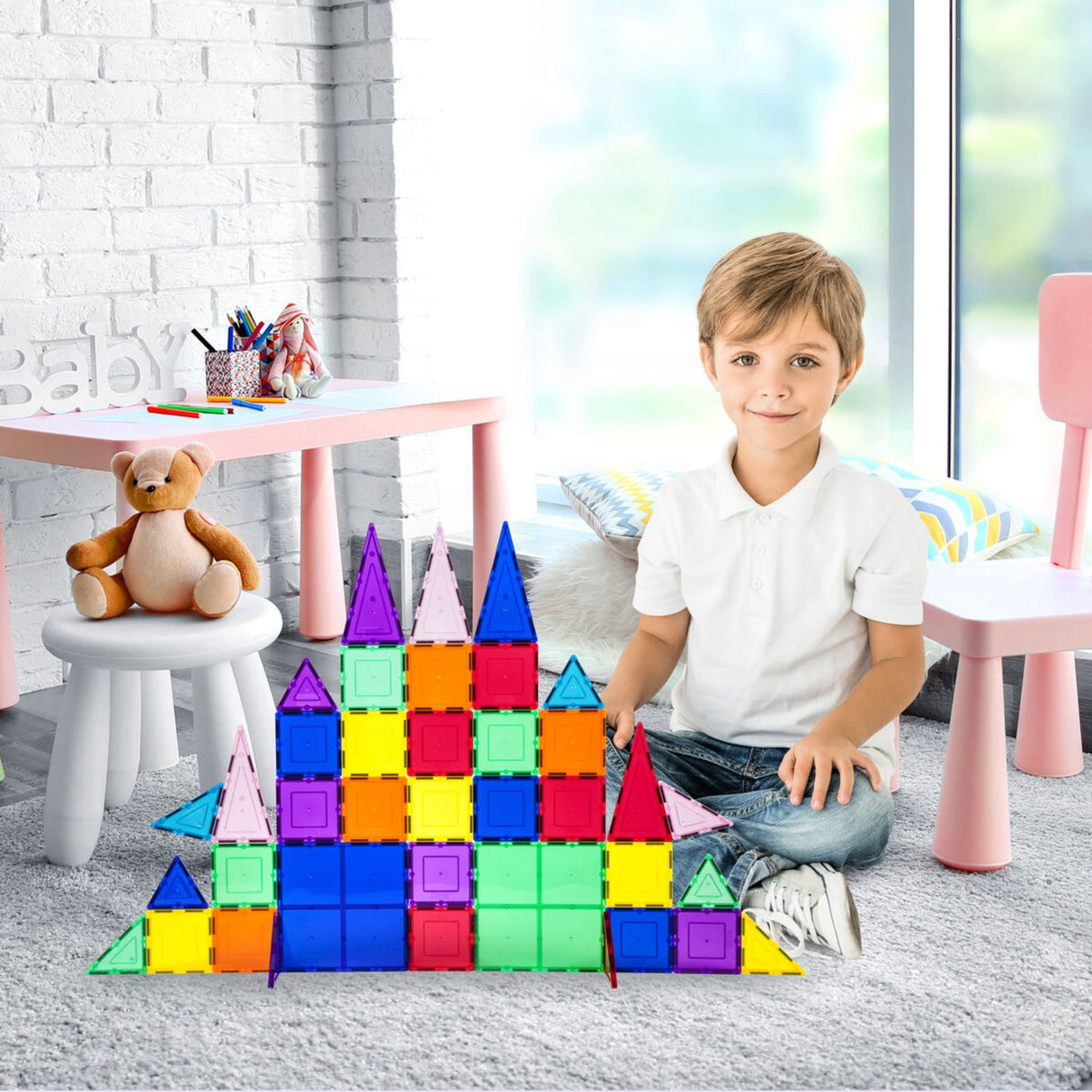 Picasso Tiles Picasso Tiles 61 Stk Magnetiske Byggesæt