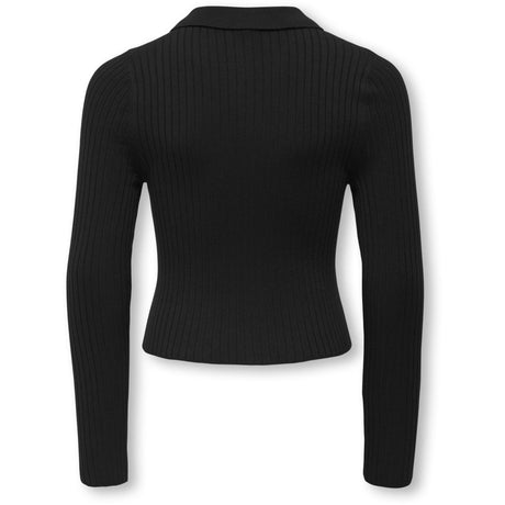 kids ONLY Black Gold Button Kogmila Ls Rib Button Polo Neck Cp Knt