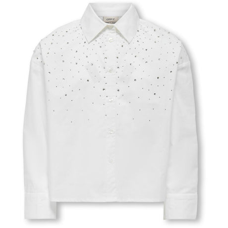 kids ONLY Bright White Rhinestones Koglina Stone Oversize L/S Shirt Wvn
