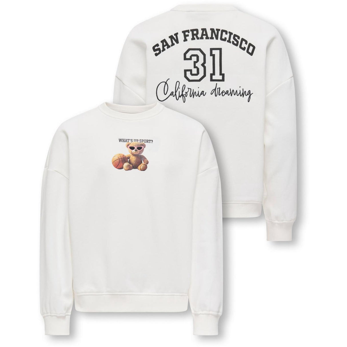 kids ONLY Egret Sport Kogbila L/S Ovz Bear O-Neck Swt Noos
