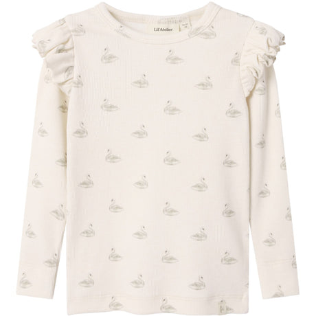 Lil'Atelier Pastel Parchment Swan Nmfgavo Eko Ls Slim Top Lil Noos