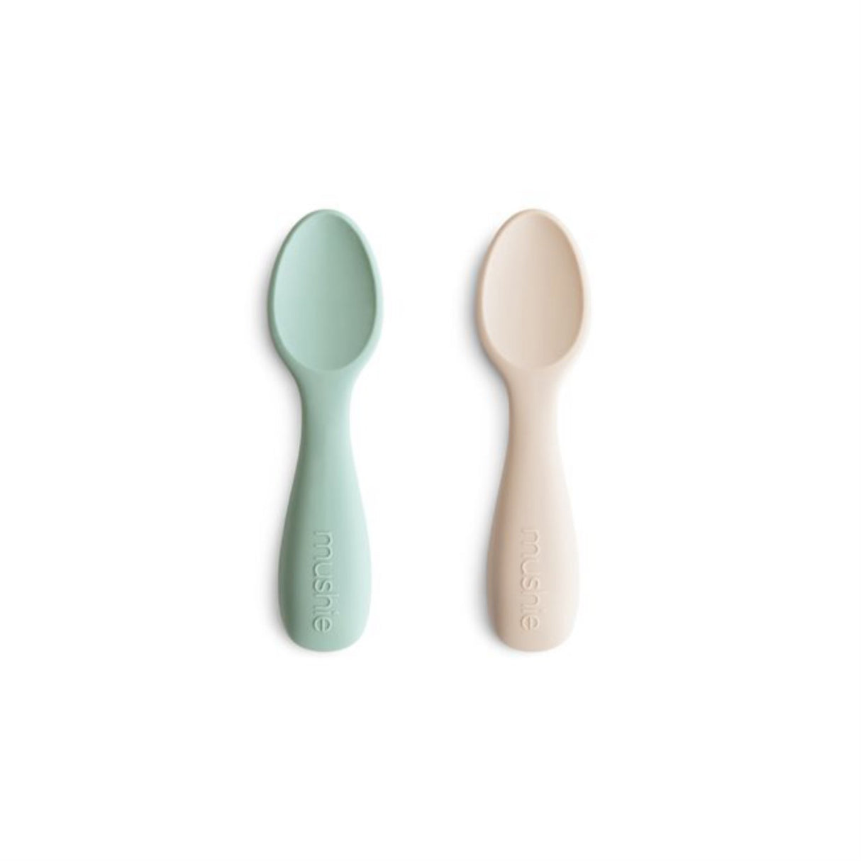 Mushie Cambridge Blue/Shifting Sand Toddler Starter Spoons 2-Pack