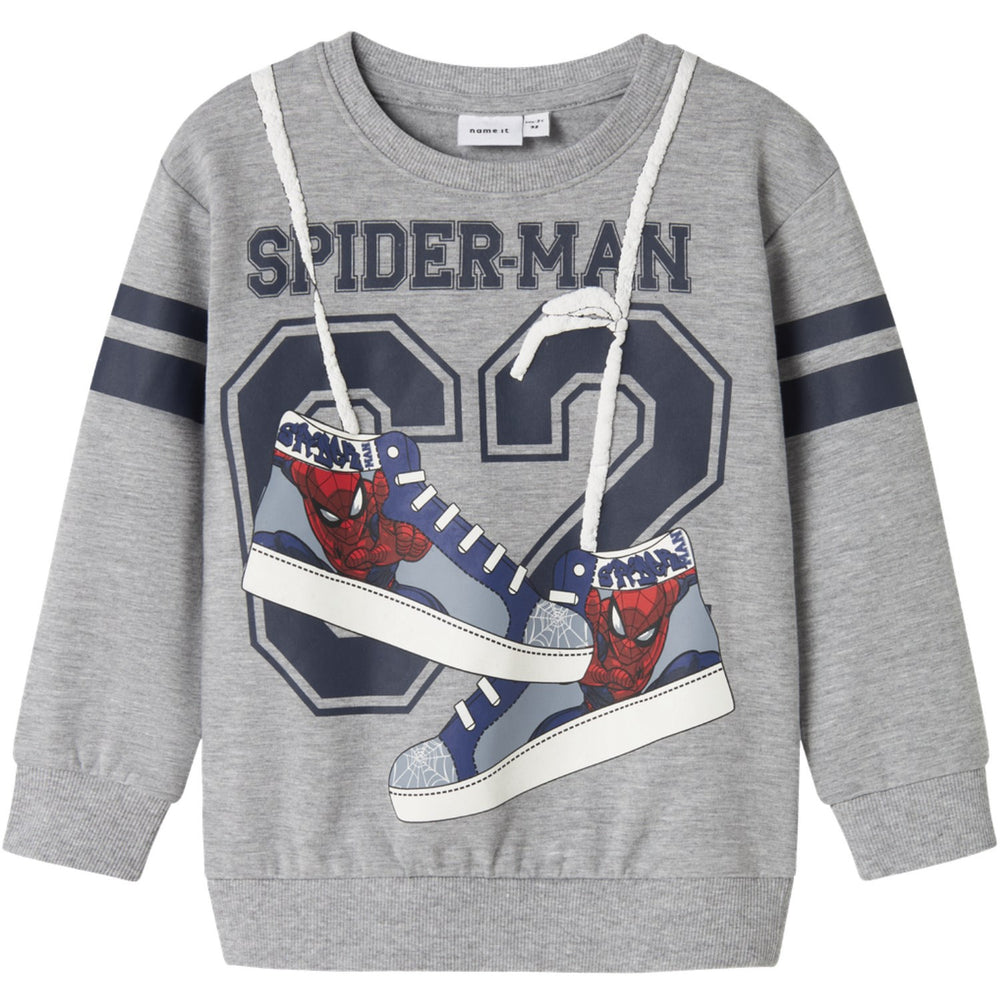 Name It Grey Melange Nmmadam Spider Nreg Sweat Bru Mar