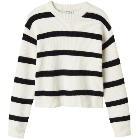 Name It Cloud Dancer W. Black Stripes Nkfvnilla Ls Sh Knit