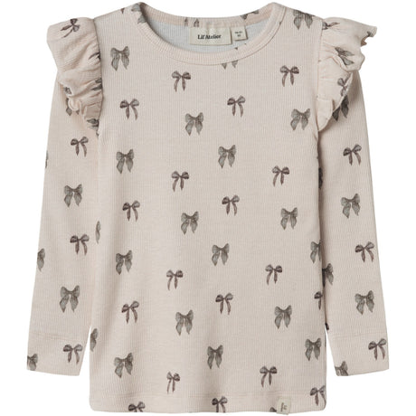Lil'Atelier Silver Peony Bow Nmfgavo Eko Ls Slim Top Lil Noos