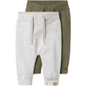 Name It Light Grey Melange Deep Lichten Green Nbntakki 2P Sweat Pants Noos