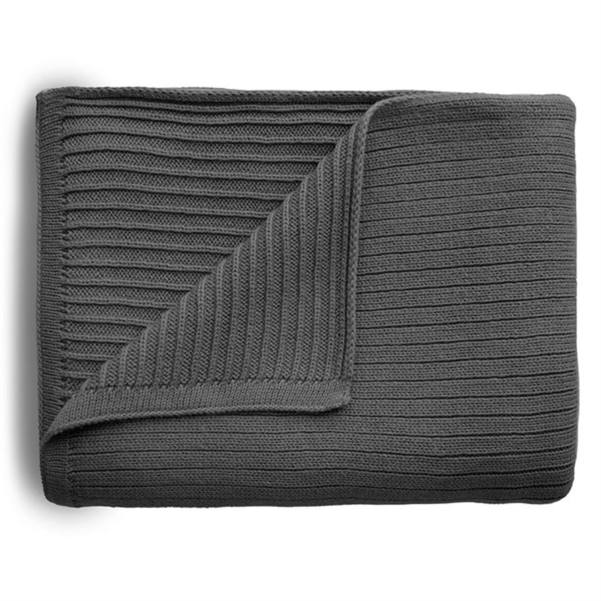 Mushie Ribbed Dark Gray Melange Knitted Baby Blanket