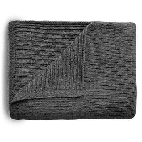 Mushie Ribbed Dark Gray Melange Knitted Baby Blanket