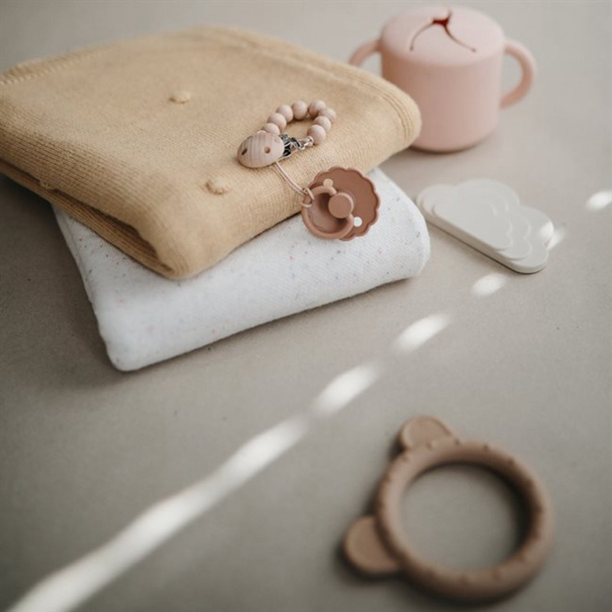 Mushie Pointelle Gray Melange Knitted Baby Blanket