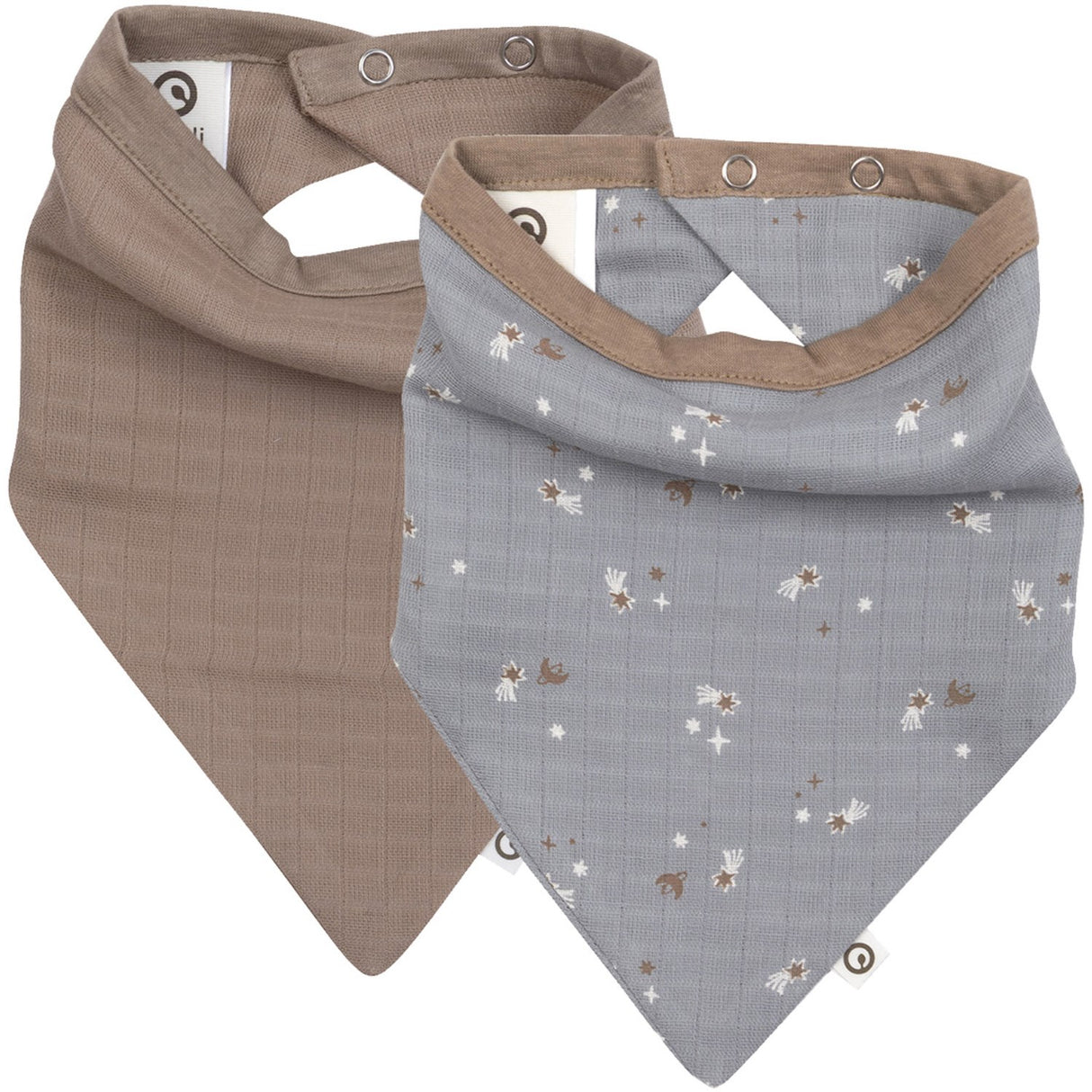 Müsli Jasmin Blue/ Balsam Cream/ Walnut Stars Muslin Bib 2-Pack