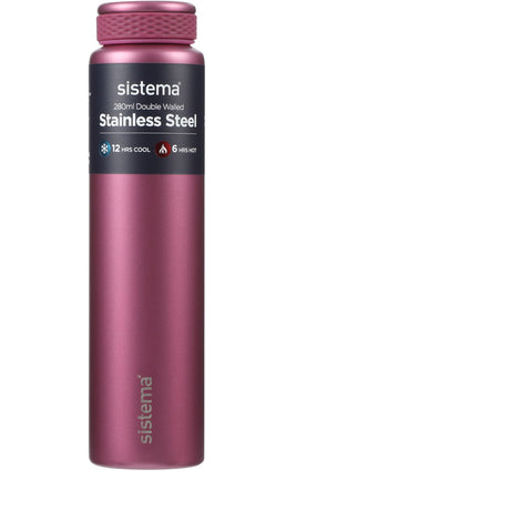 Sistema Fig Purple Stainless Steel Water Bottle 280 Ml