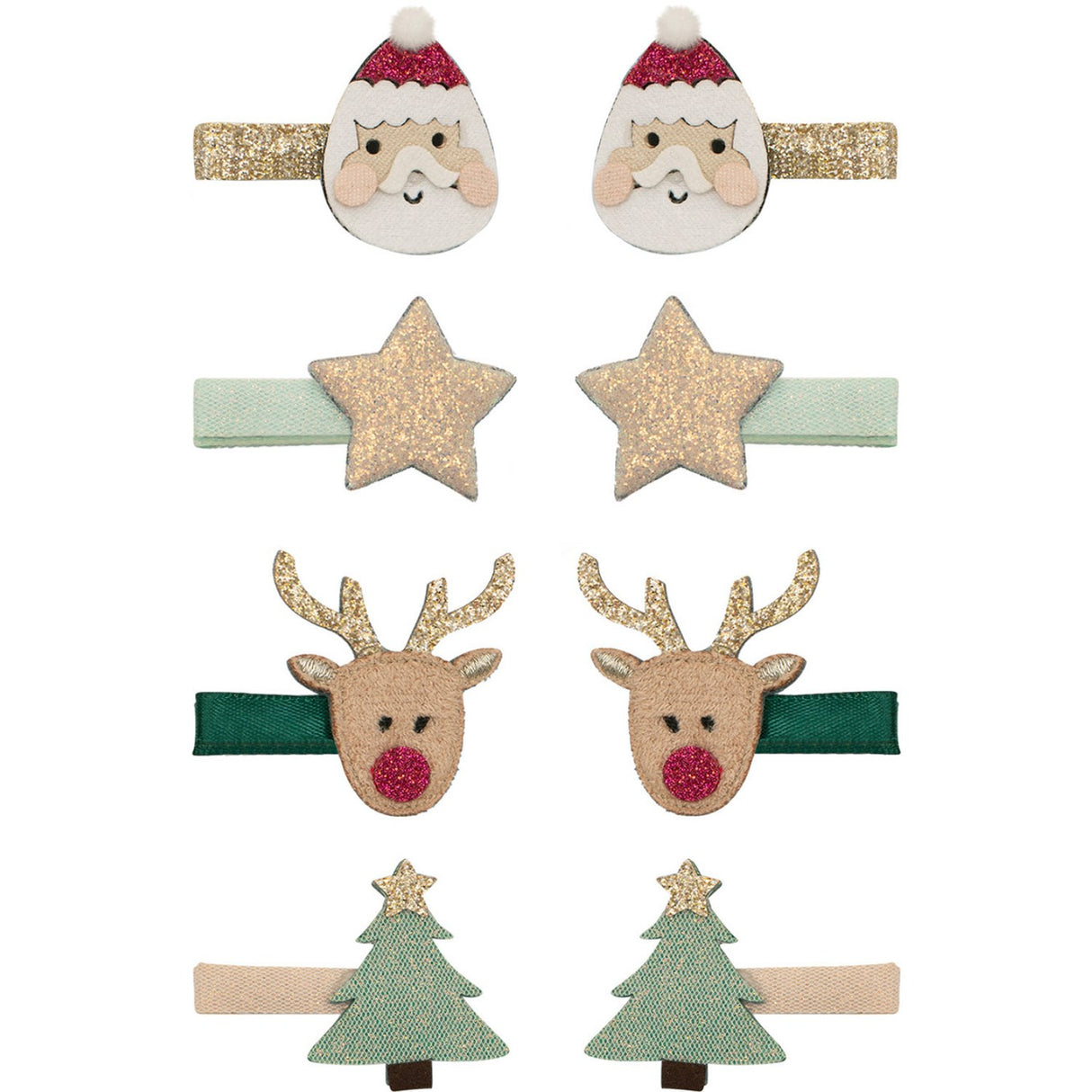 Mimi & Lula 8 Hårclips - Mini Santa Christmas