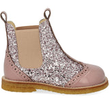 Angulus Faded Rose/Blossom Glitter/Rose Chelsea Glitter Boot with Brogues Detail