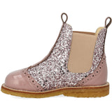 Angulus Faded Rose/Blossom Glitter/Rose Chelsea Glitter Boot with Brogues Detail